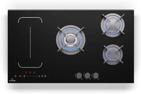 Klarstein MultiChef 5 Placa Mixta Gas Inducción, 5 Zonas, 2 Gas & 2 Inducción, 1Wok Flexzone, Control Deslizante, Stop&Go, Temporizador, 9.8Kw