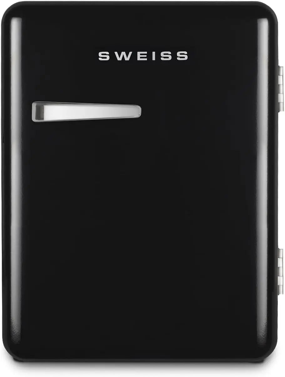 SWEISS Mini Bar Vintage 31L blanco9, Mini Refrigerador Compacto Diseño Retro, Refrigerador Silencioso 24dB para Habitación, Oficina, Negro
