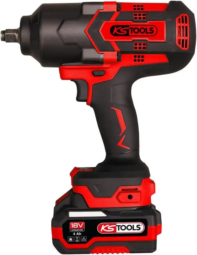KS TOOLS 515.4715F, Llave de impacto con batería (1/2' sin escobillas de 18 V, 1600 Nm, 2, 8 kg, sin batería, incluye 2 baterías 4Ah