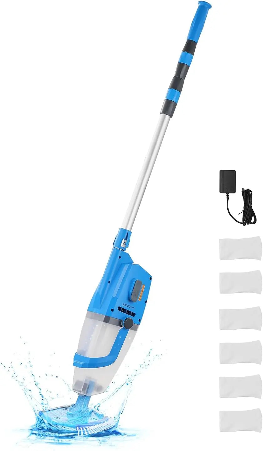 VEVOR Aspiradora de Piscina Recargable, Aspiradora de Mano Inalámbrica de 26 GPM para Jacuzzi con Poste de Extensión