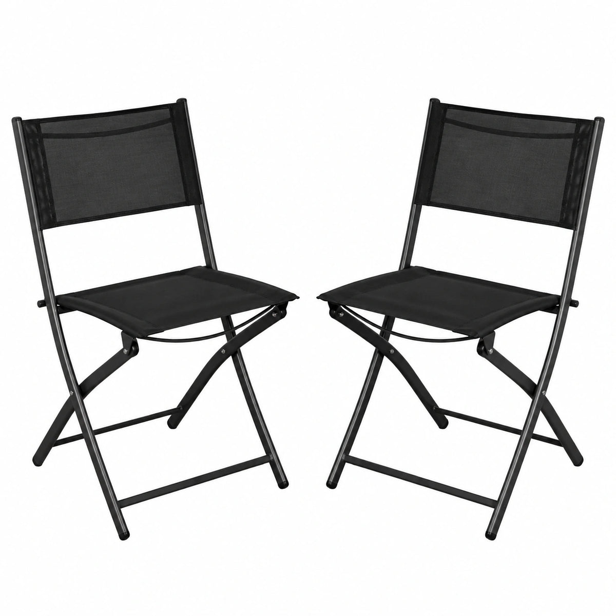 NORDIQ - Juego de 2 Sillas Reclinables Plegables para Jardín - Camping y Terraza - Ajustables y Ligeras - Color Negro