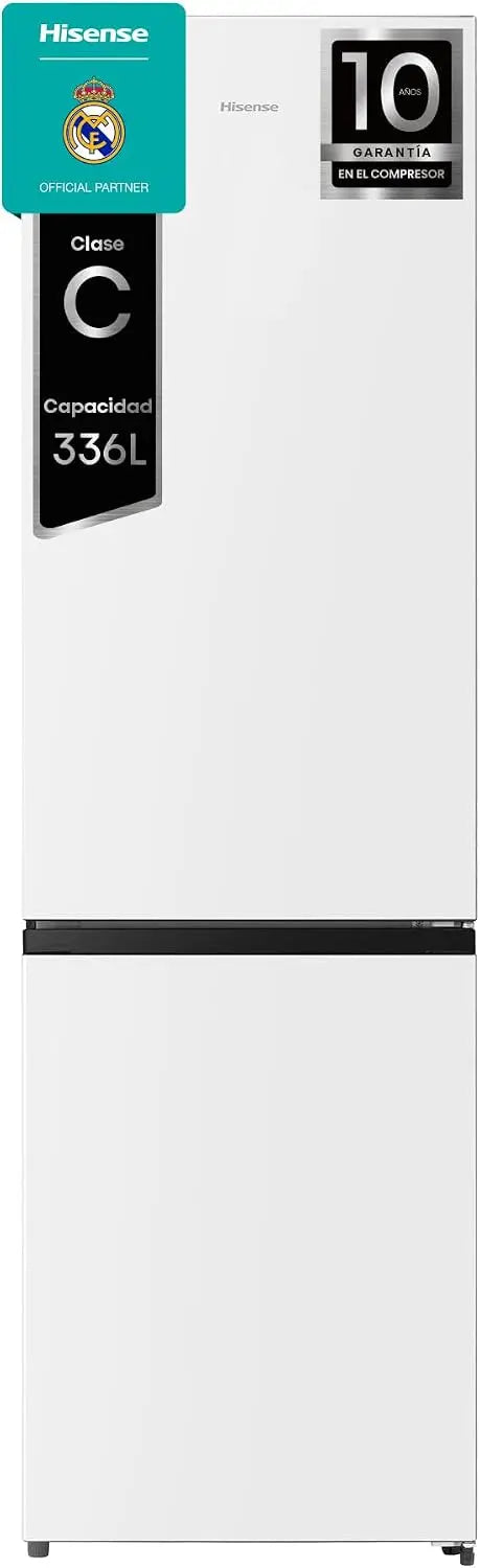 Hisense RB440N4AWC, Frigoríficos, Combi, 336L, Class C, Ancho 60cm x Altura 202cm, flujo de aire múltiple, Apertura de Puertas 90o, Botellero