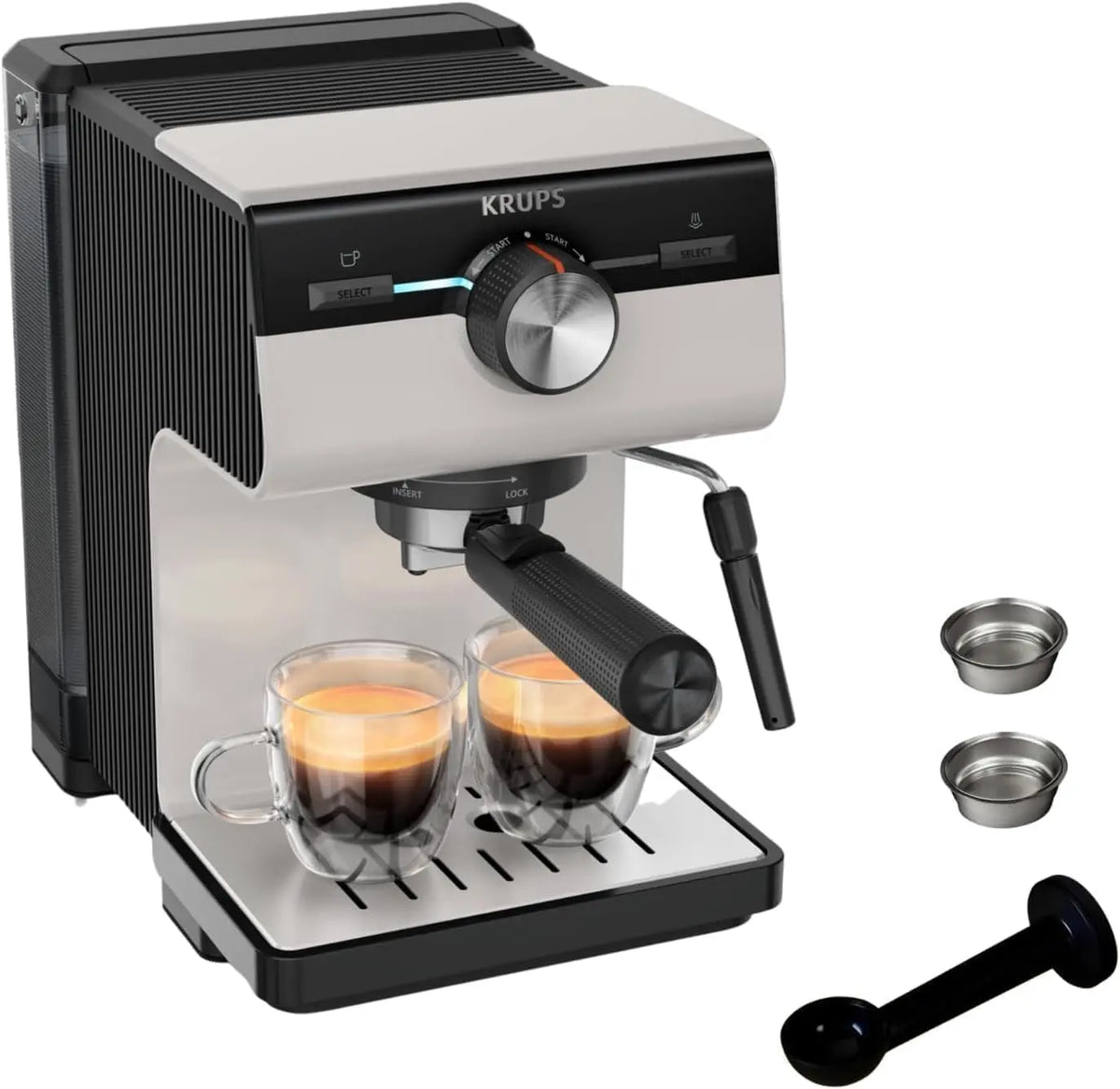 KRUPS Authentic, Cafetera Espresso Manual, Depósito de 2L, Inox