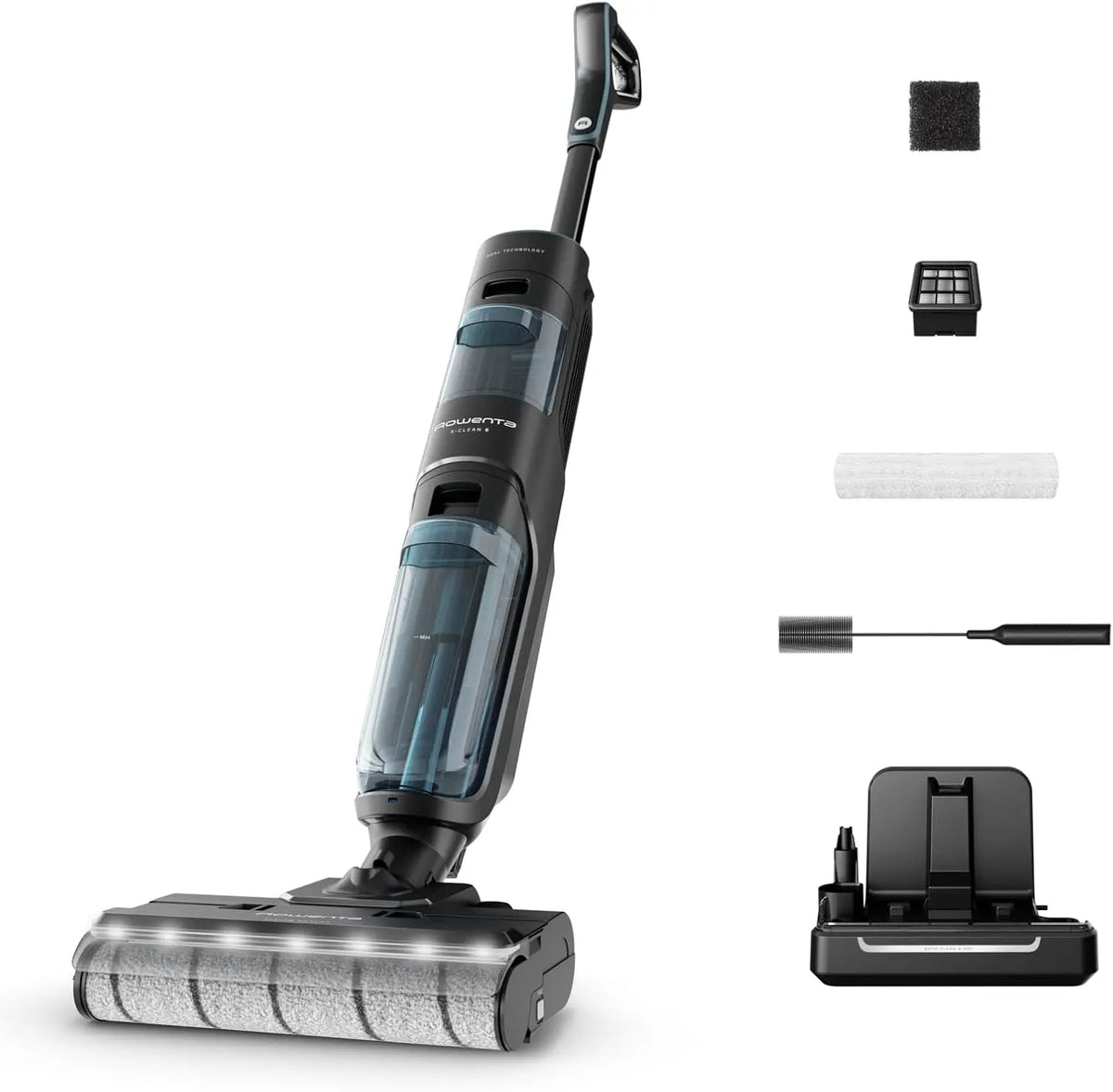 Rowenta X-Clean 5, Aspiradora Fregona Eléctrica Sin Cable, Negro