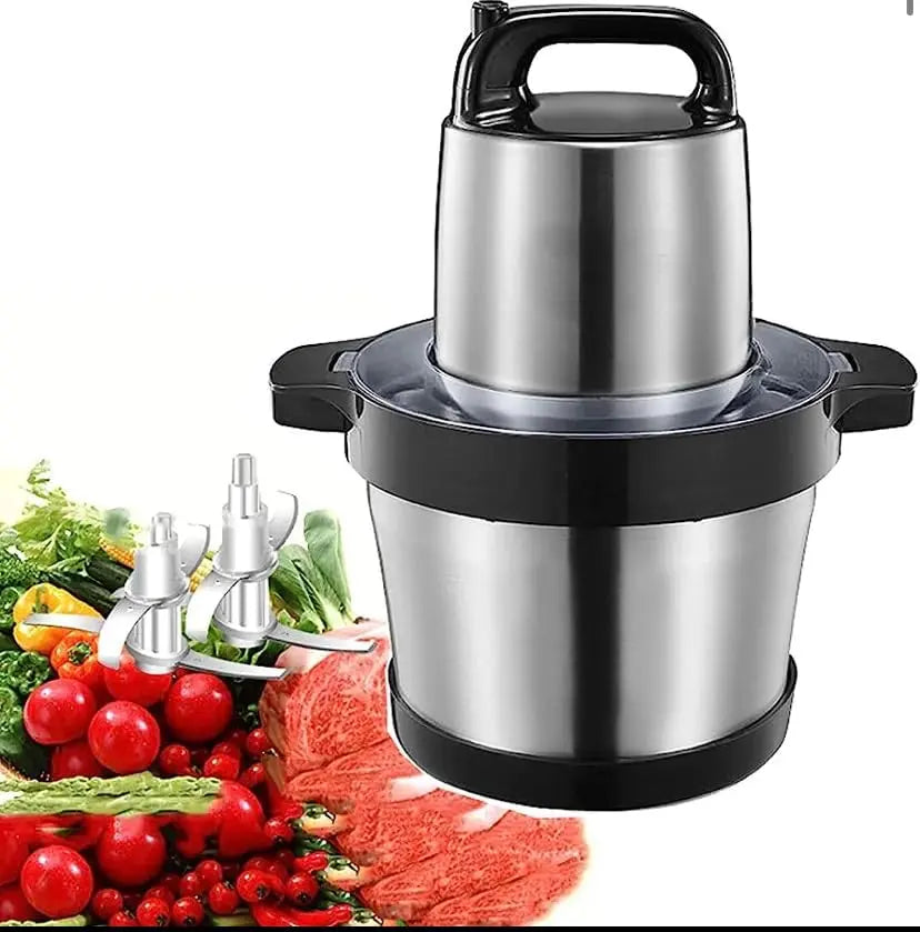 HOME-24 Picadora Eléctrica de Carne y Verdura Multifuncional Acero inoxidable 1000 W / 6 Litros Color Plata