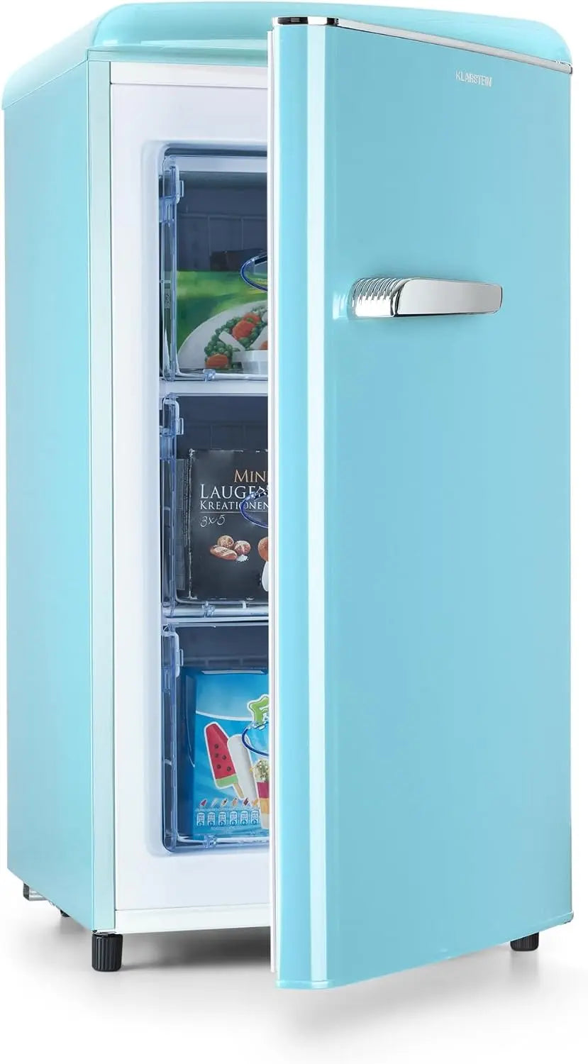 Klarstein Laika, Congelador, Termostato con 5 niveles, Temperaturas de 0 a -18 °C, 3 cajones extraíbles, CEE E, Capacidad de 60 L, Azul