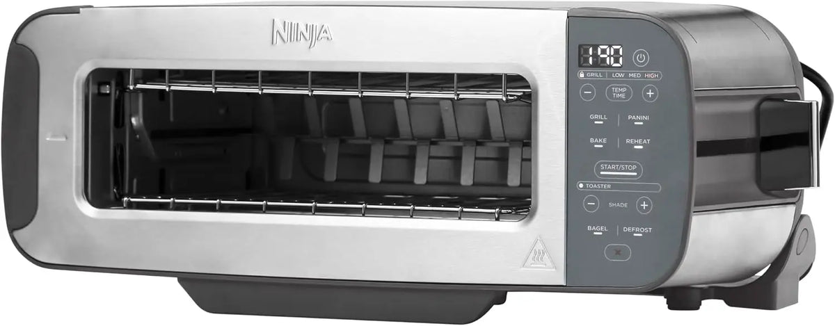 Ninja Foodi Tostadora, parrilla y sandwichera 3 en 1 con diseño de volteo, 7 funciones de cocción, 7 niveles de tostado, en acero inoxidable