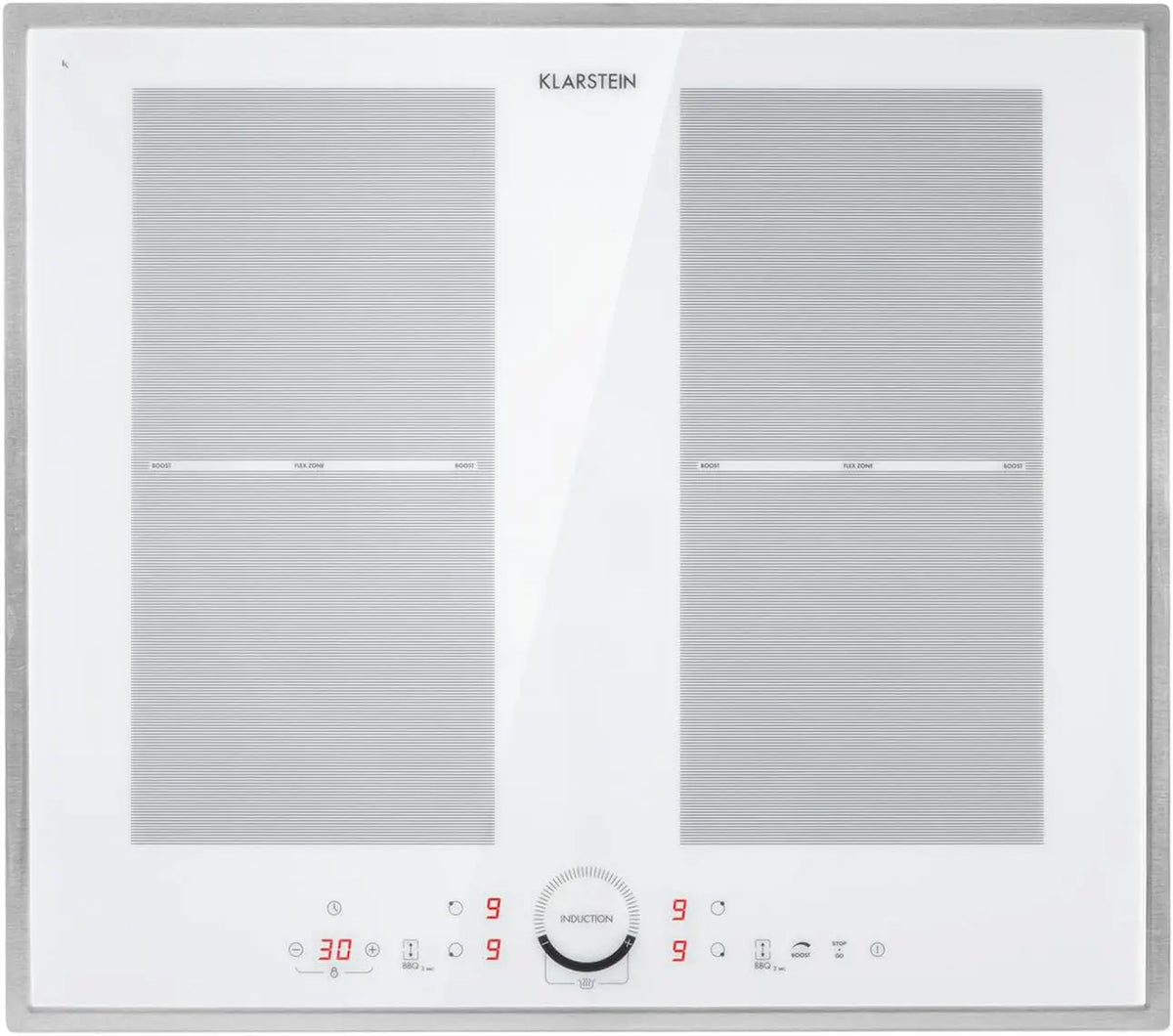 Klarstein Placa Induccion Eléctrica, 9000W, Vitrocerámica Inducción Eléctrica de 5 Fuegos, Placas de Cocción de Sobremesa, Control Táctil