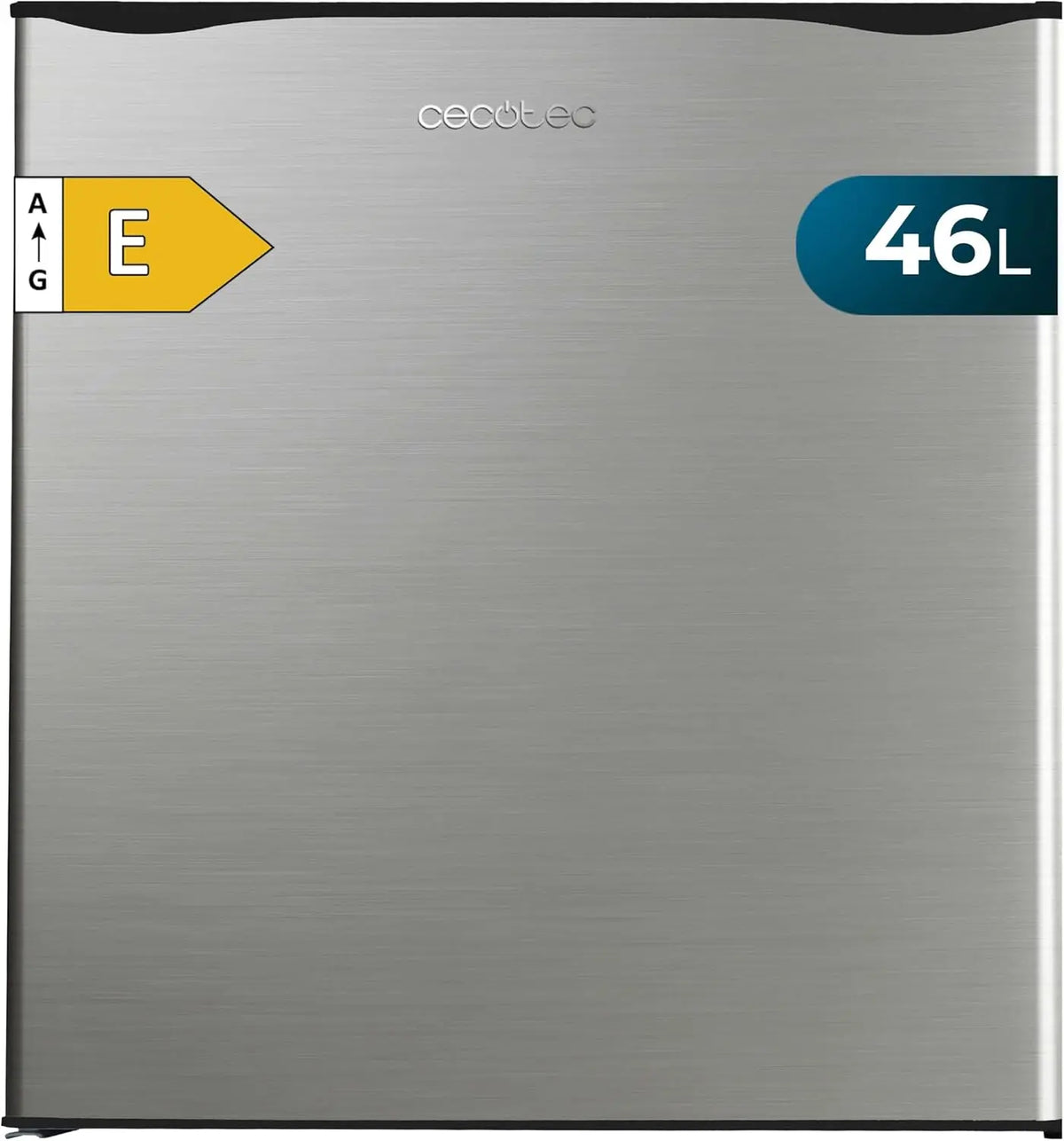 Cecotec Mini Nevera Frigorífico de 46 L GrandCooler 20000 L SilentCompress Inox. Altura 48, 7cm, 48 cm de Ancho, Bajo Consumo, Puerta Reversible