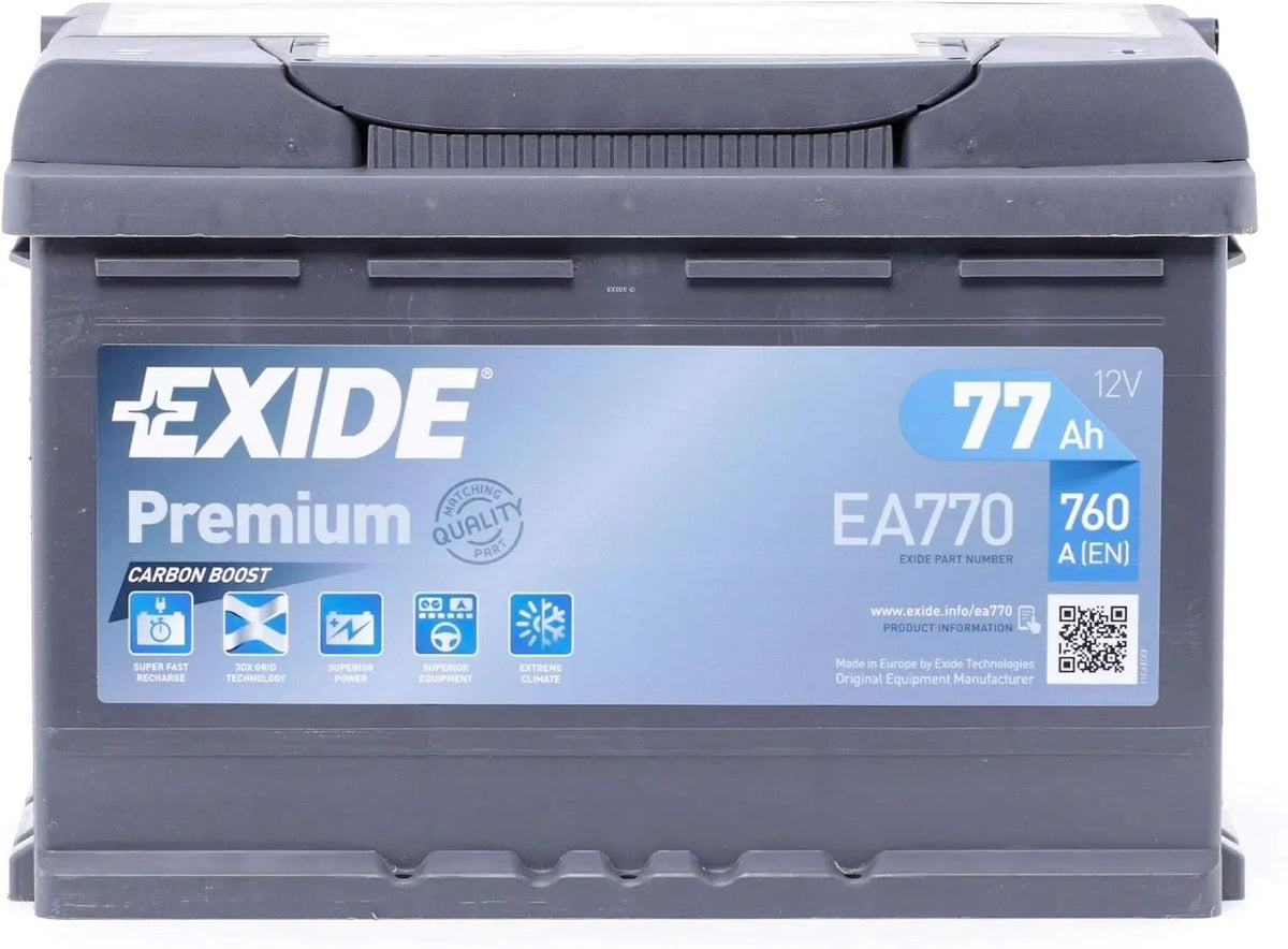 BATERÍA 12V/77AH, 760 CCA, SERIE EXIDE EA770