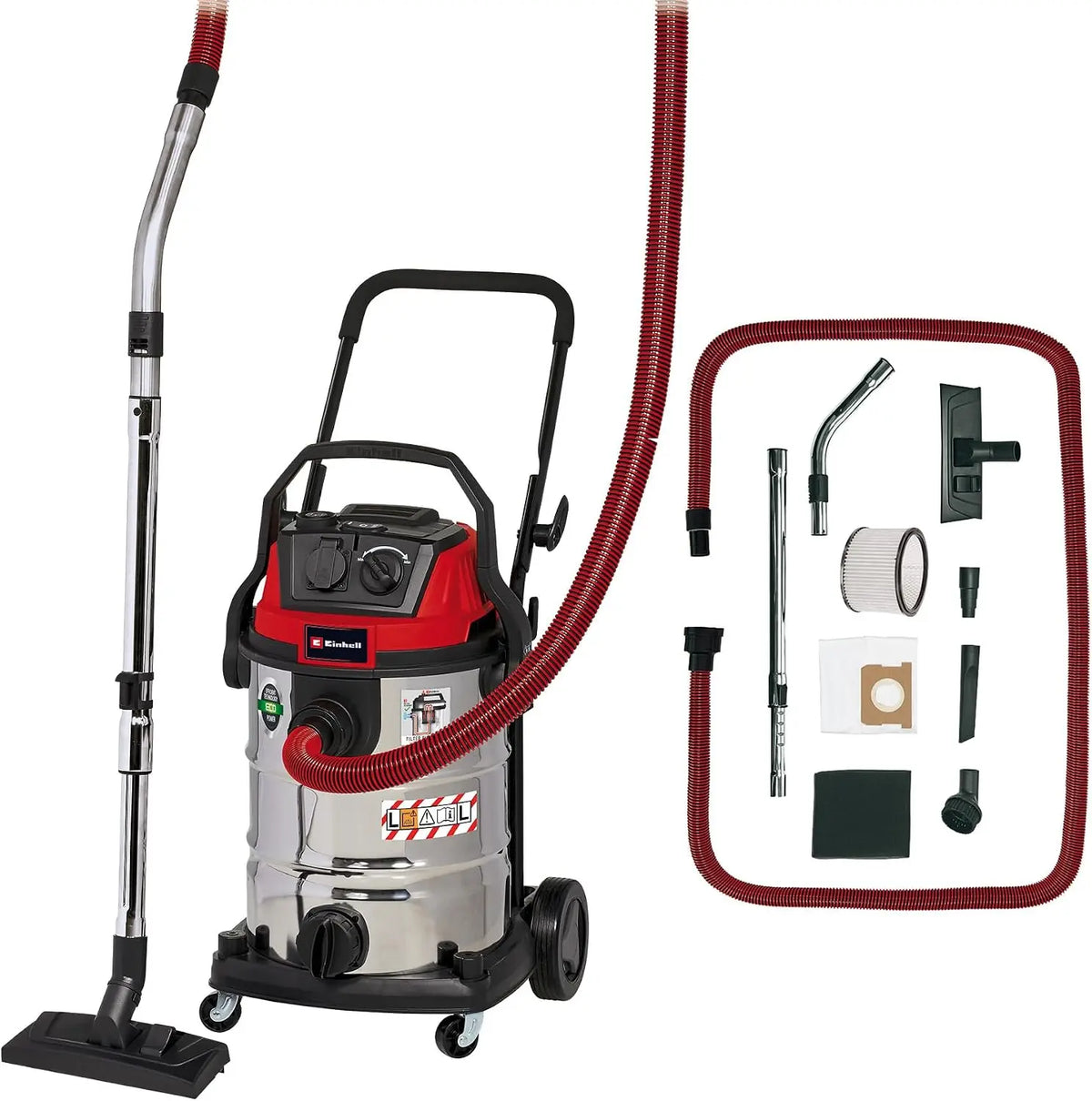 Einhell Aspirador en seco y húmedo TE-VC 2230 SACL (1400 W, 220 mbar, Filtro de Pliegues HEPA Incl. Sistema de Limpieza de Filtro, 30 l
