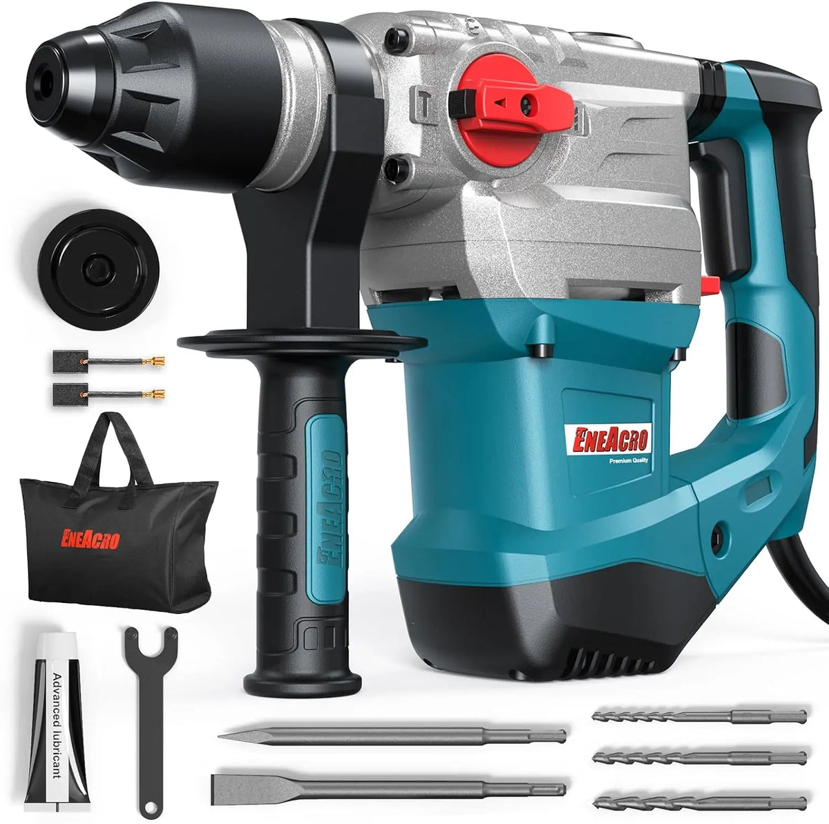 ENEACRO SDS-Plus Martillo Perforador de Alta Potencia, 1500W y 7J, con Embrague de Seguridad y Control de Vibración, 4 Funciones, Incluye Grasa