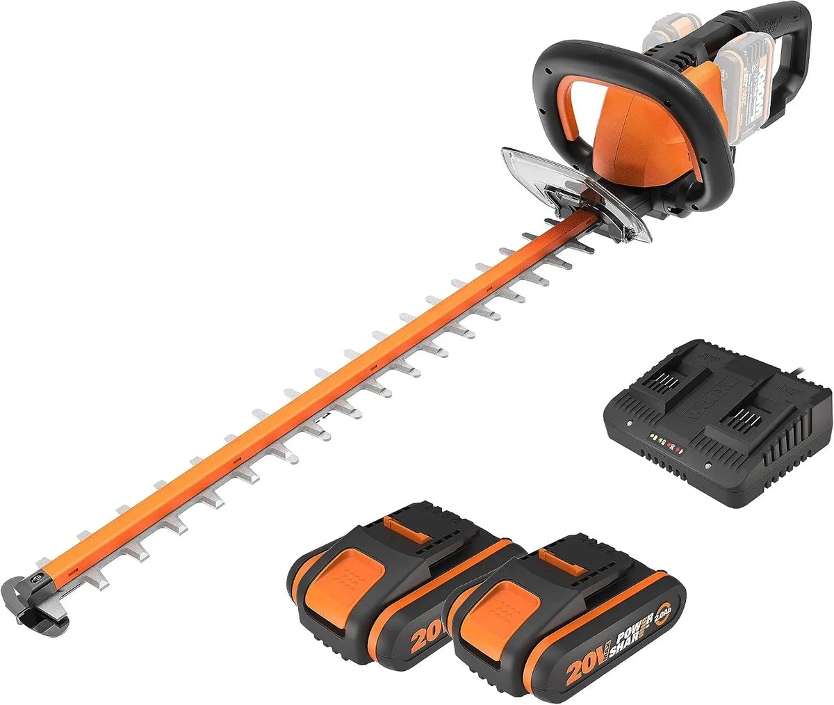 WORX WG284E.1, Cortasetos con batería de 40 V (2 x 20 V), Cuchillas de Corte Dobles de 60 cm para Cortes limpios y Uniformes, Ligero y Estable