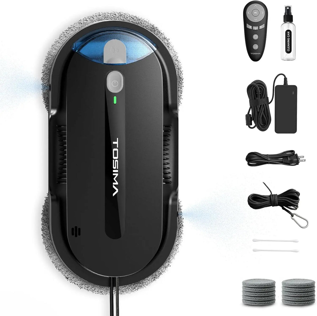 Tosima X1 Robot de limpieza de ventanas, Atomización ultrasónica de agua de doble boquilla, tanque de agua visible de 85 ml