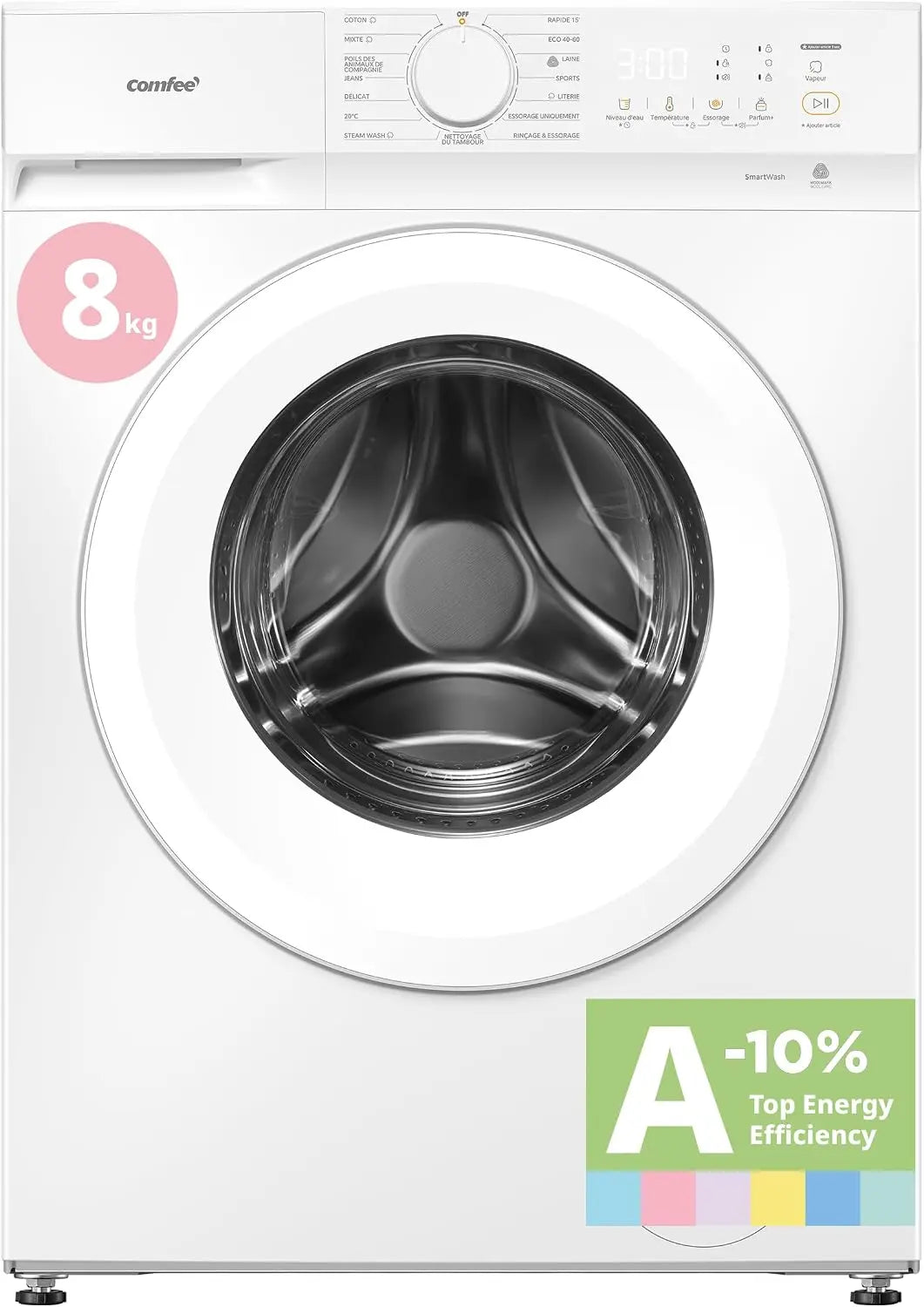 COMFEE' Lavadora 8KG Clase A-10% 1400RPM inteligente wash Blanco CF08EWP05W