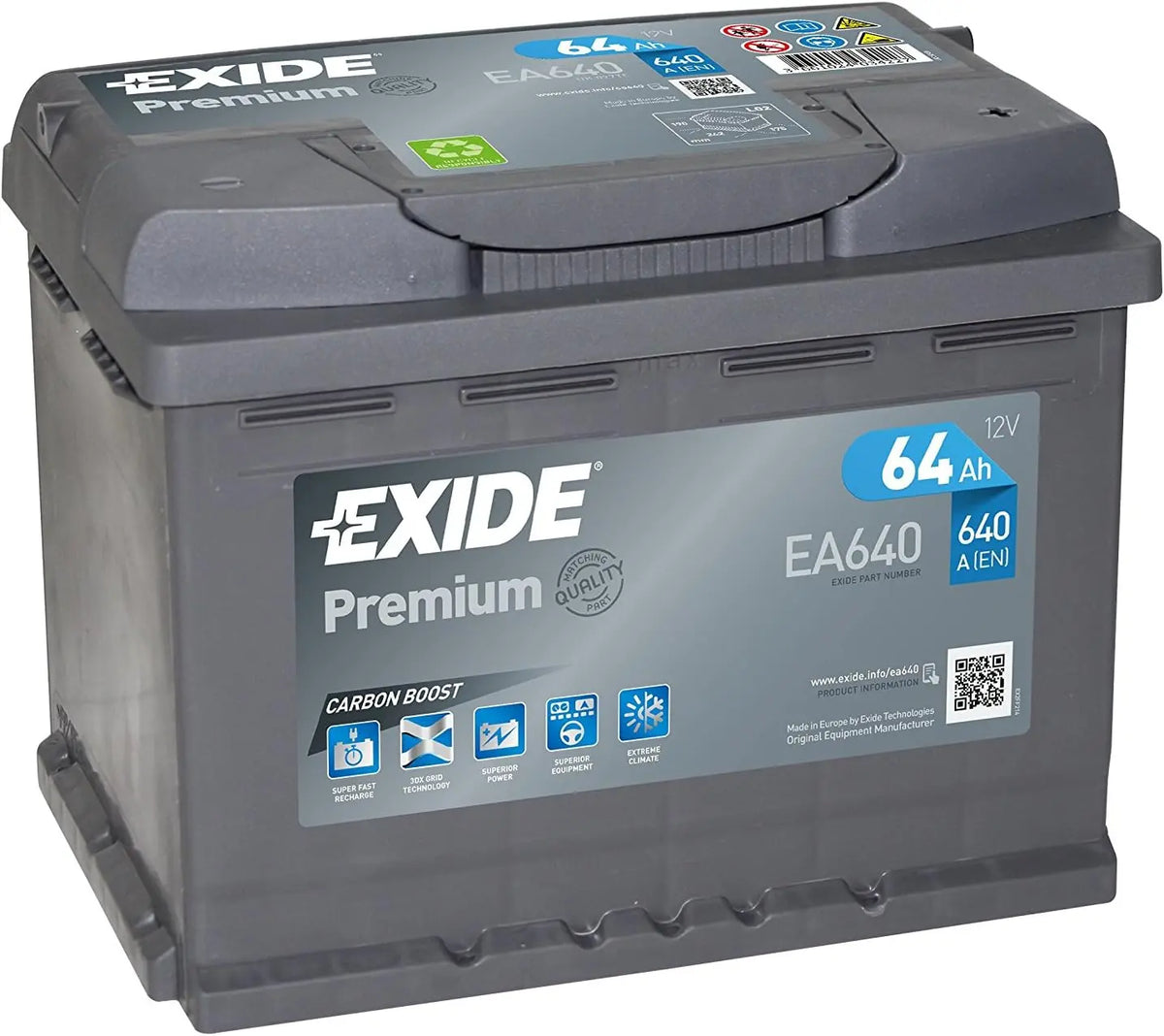 Exide EA640-L2 Carbon Boost Batería de Coche, 64Ah