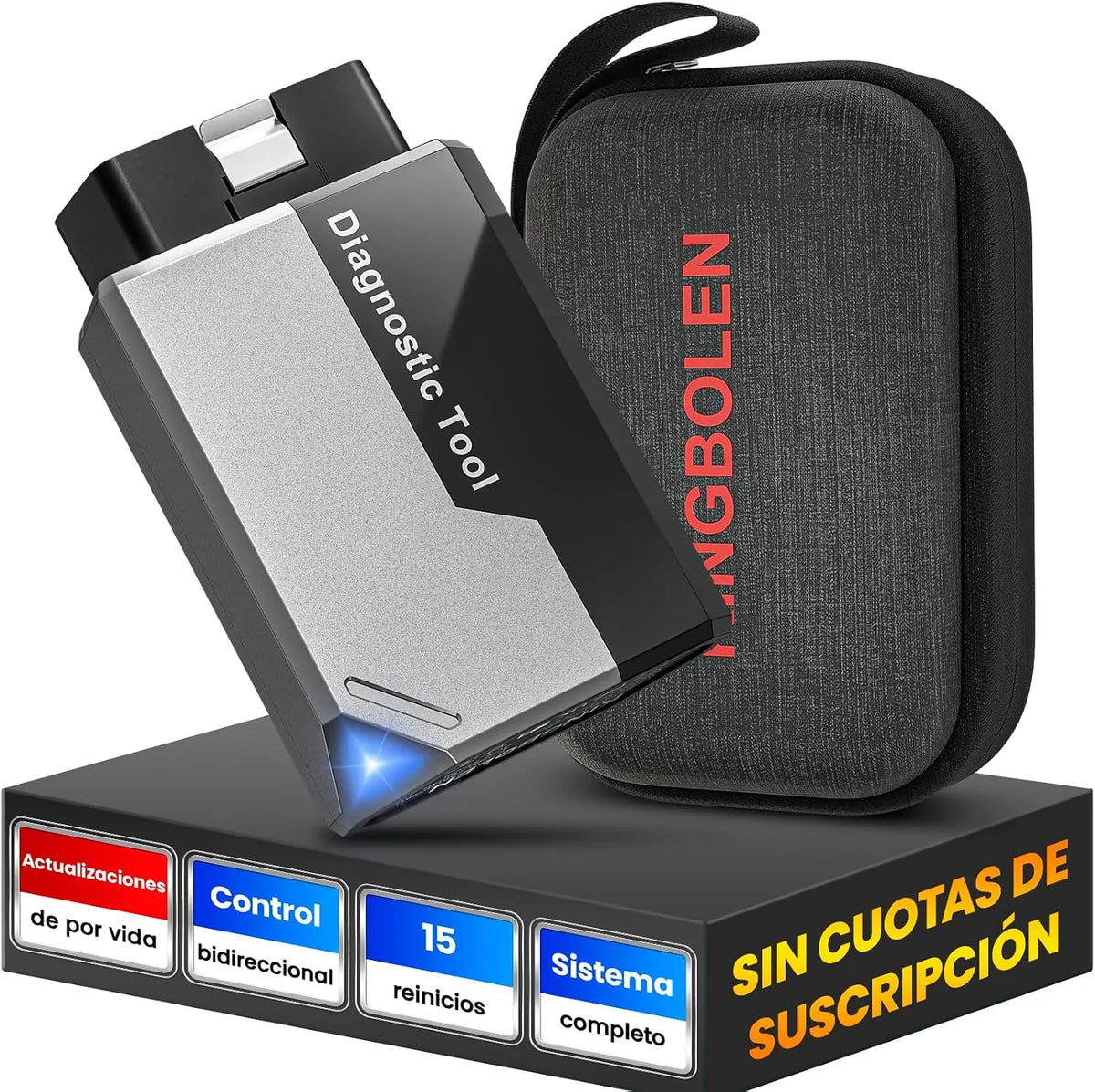 KINGBOLEN EDIAG Elite OBD2 Diagnosis Bluetooth, Diagnosis Coche Multimarca para iOS y Android, Completo del Sistema& 15+ Funciones de Reinicio, FCA