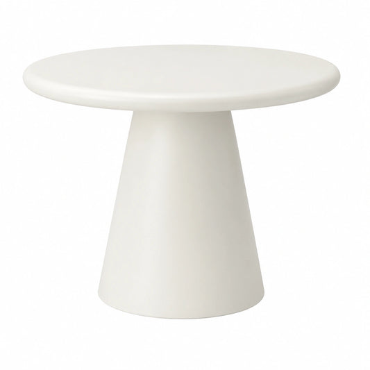Mesa de Comedor Redonda de Madera con Acabado Cemento Blanco 120 cm