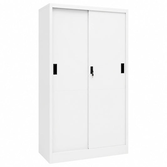 Armario de Oficina Puertas Correderas de Acero Blanco 90x40x180 cm