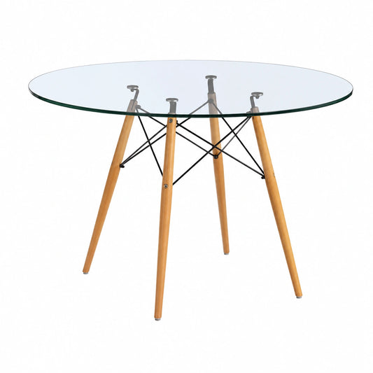 Mesa Redonda de Cristal para Comedor o Cocina de 100 cm