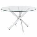 Mesa de Comedor Redonda en Cristal Templado de 120 cm - Diseño Moderno y Elegante (Gris)