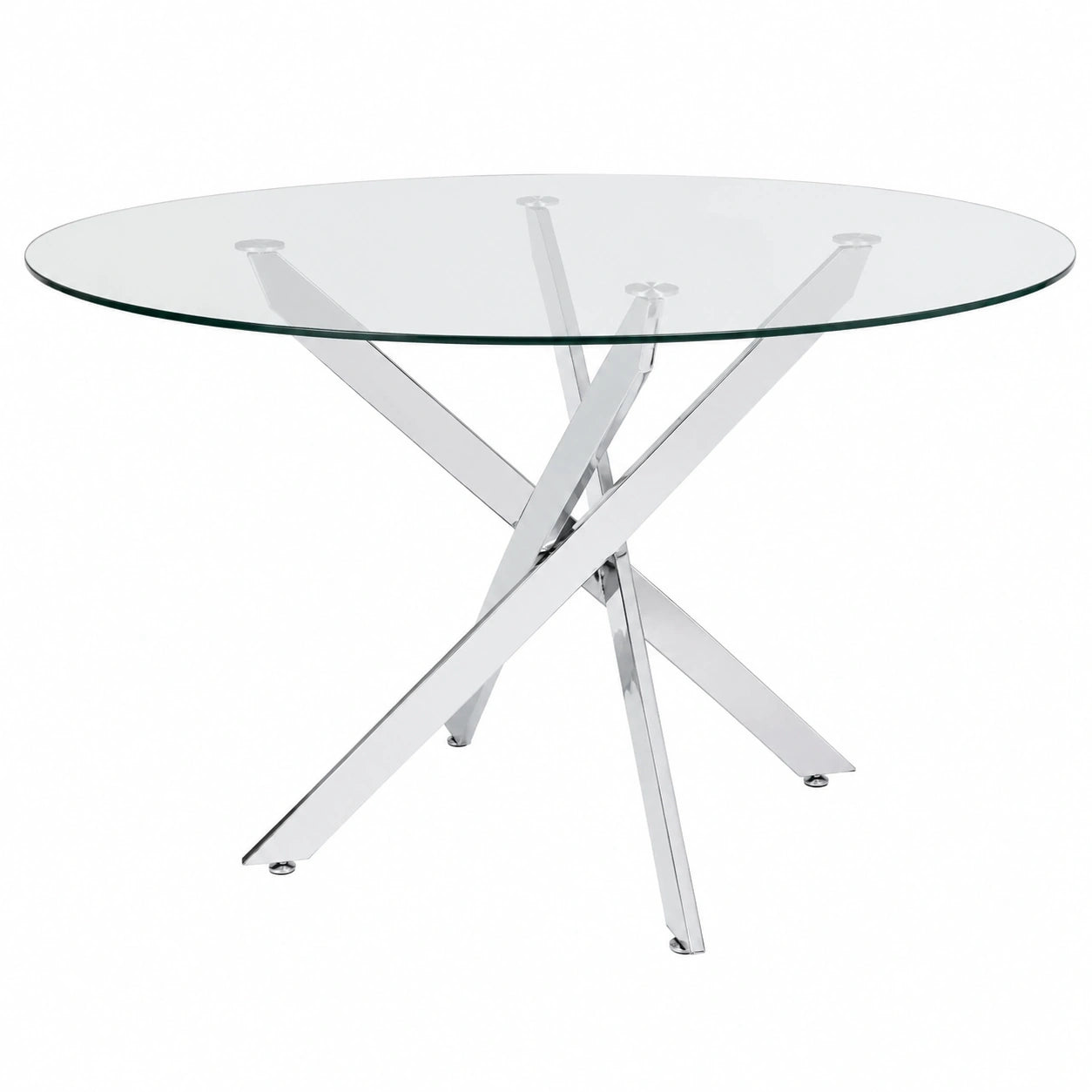 Mesa de Comedor Redonda en Cristal Templado de 120 cm - Diseño Moderno y Elegante (Gris)