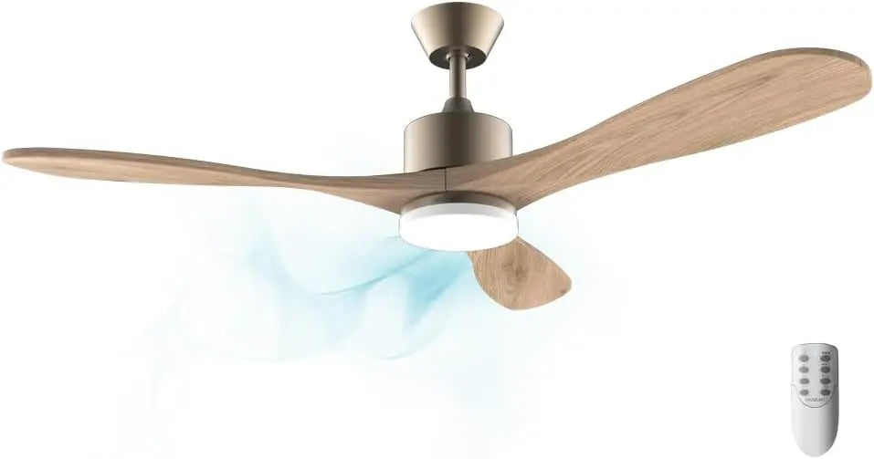 Cecotec Ventilador de Techo con Mando a Distancia, Temporizador y Luz LED EnergySilence Aero 5290 Golden Pro. 35 W, Motor DC, 52', 3 Aspas, Dorado