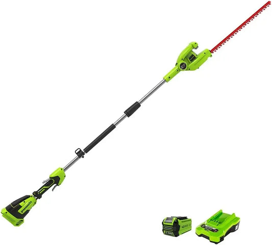 Greenworks G40PHAK2 Cortasetos Pértiga a Batería Eje Divisible, Cuchillas Doble Acción 51 cm, Corta Ramas 18 mm Grosor, Pivote Cabezal 125°