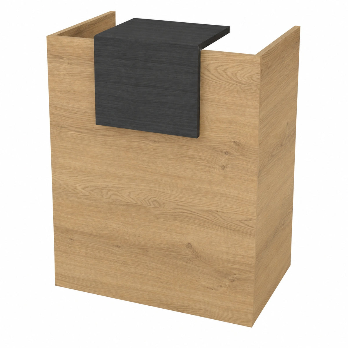 Mostrador de Recepción y Oficina con Montaje Sencillo, 80x105x50 cm, Tablero de 19mm, Hecho en España, Color Olmo y Azabache