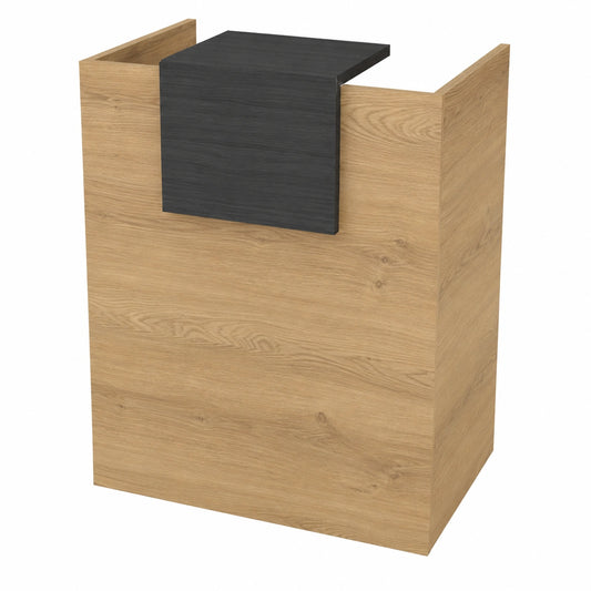 Mostrador de Recepción y Oficina con Montaje Sencillo, 80x105x50 cm, Tablero de 19mm, Hecho en España, Color Olmo y Azabache