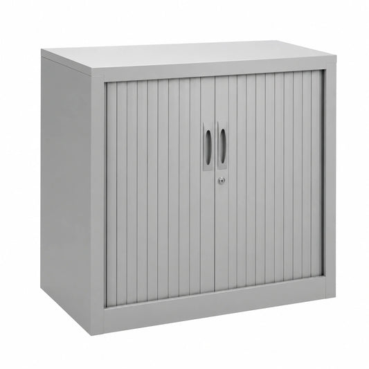 Rocada Armario Metálico con Puertas de Persiana y Estantes Ajustables, Cerradura de Seguridad, 80x45x70 cm, Gris