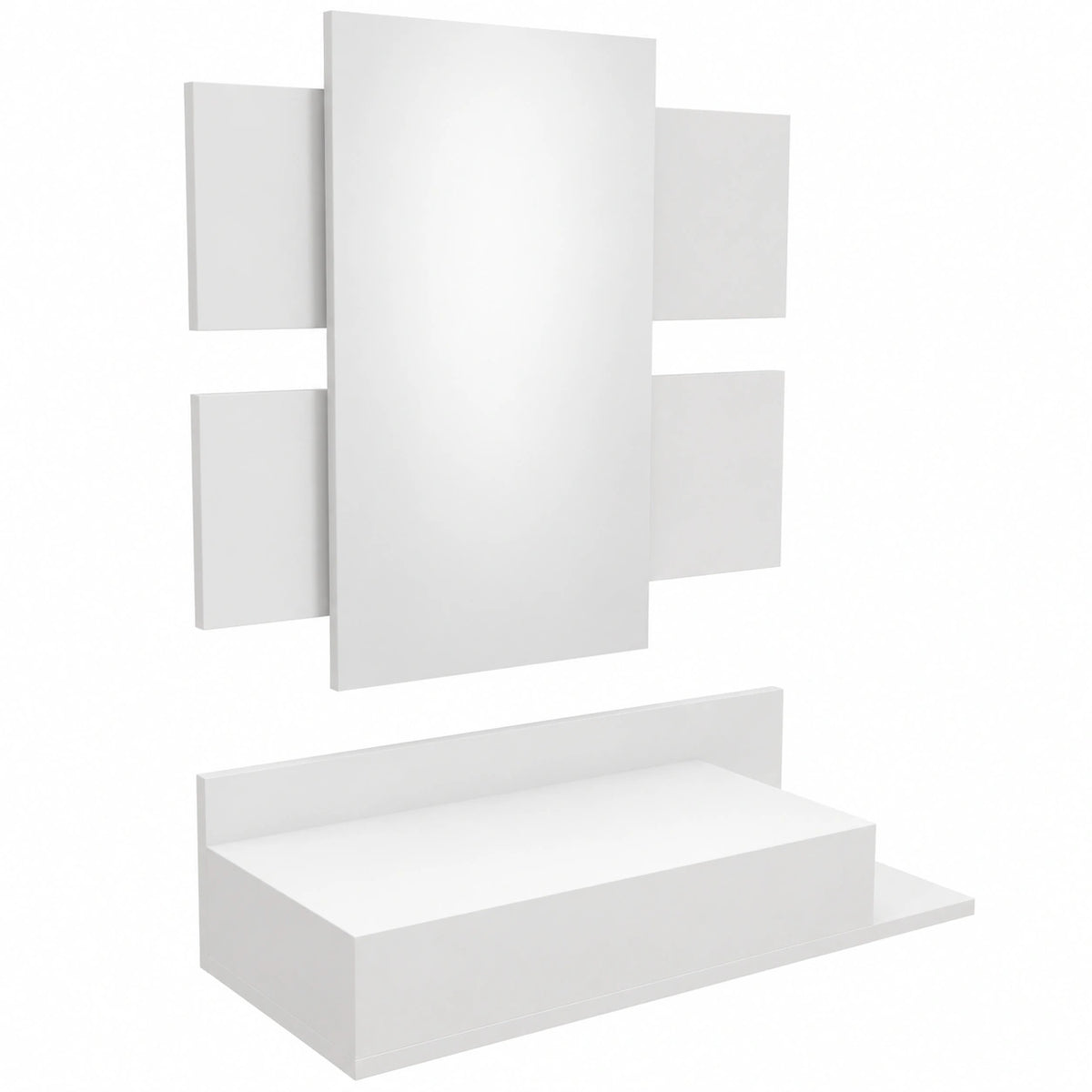 Mueble Recibidor con Espejo y Almacenamiento en Blanco