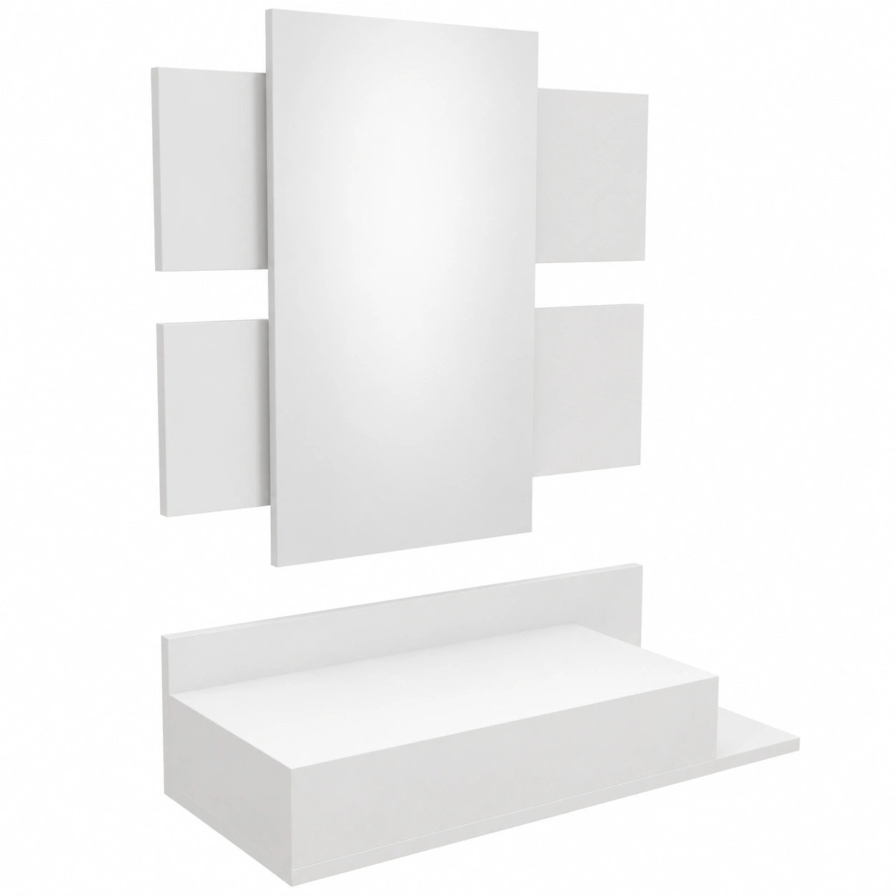 Mueble Recibidor con Espejo y Almacenamiento en Blanco