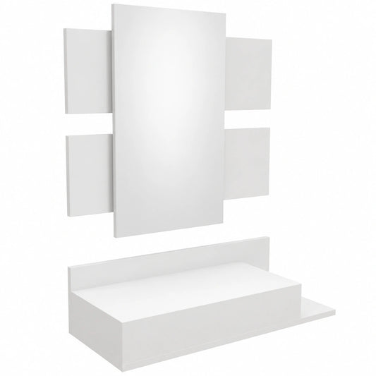 Mueble Recibidor con Espejo y Almacenamiento en Blanco