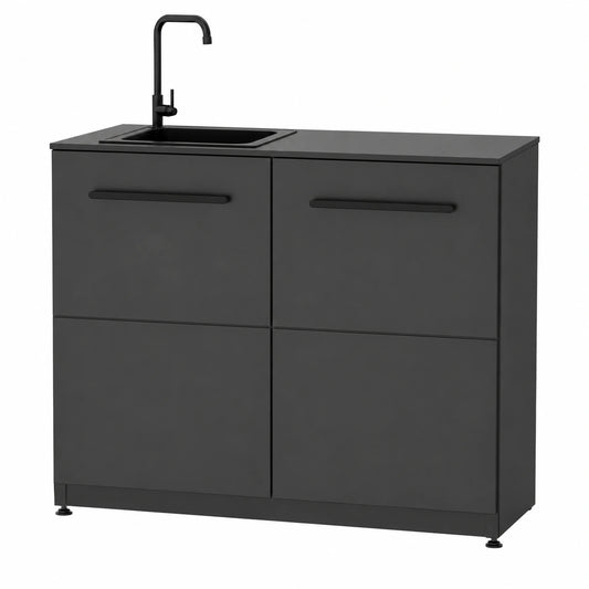 Cozze® Fregadero de Cocina Exterior con Encimera HPL de 15 mm y Acero Duradero, Diseño Moderno, 90x110x60 cm