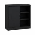 Armario de Oficina Metálico con Puertas Correderas, 90x40x90 cm, Negro