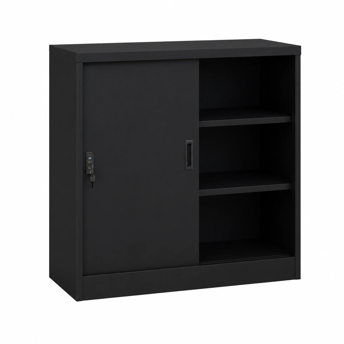 Armario de Oficina Metálico con Puertas Correderas, 90x40x90 cm, Negro