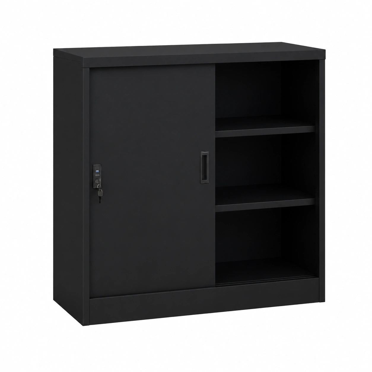 Armario de Oficina Metálico con Puertas Correderas, 90x40x90 cm, Negro
