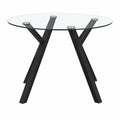 Mesa Redonda de Cristal Templado para Comedor de 100 cm, Base Metálica Negra, para 4 Personas, Diseño Moderno