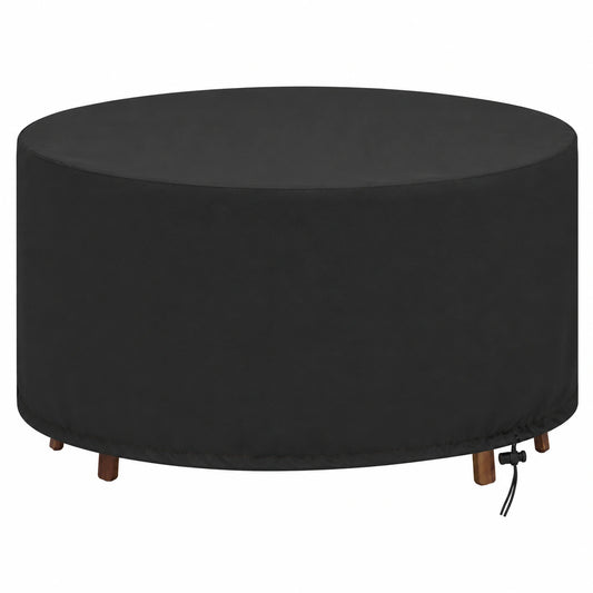 Cubierta Impermeable para Mesa de Jardín Redonda 120x75CM, Color Negro