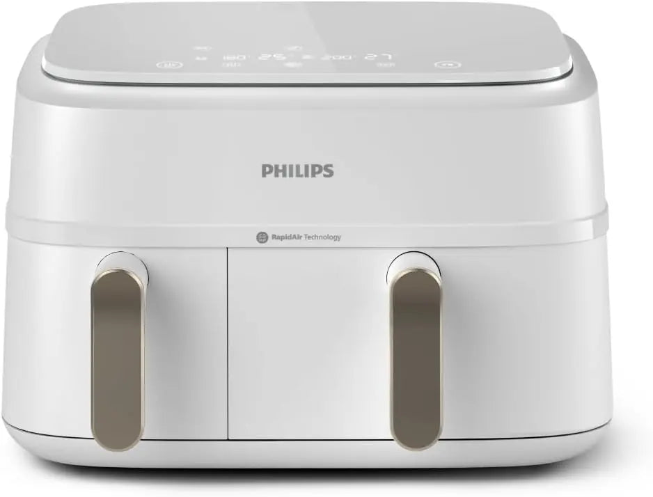 Philips Freidora de Aire Serie 3000, Doble Cesta 9L, 8-en-1, Sincronización Automática, 90% Menos Grasa, Tecnología Rapid aire, Apta Lavavajillas