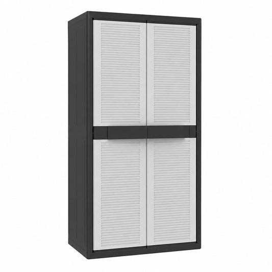 Armario Multiusos con Divisor y Estantes, 2 Puertas, Negro, 89.7x53.7x180 cm