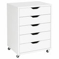 Cajonera Blanca de 5 Cajones con Ruedas para Oficina y Hogar