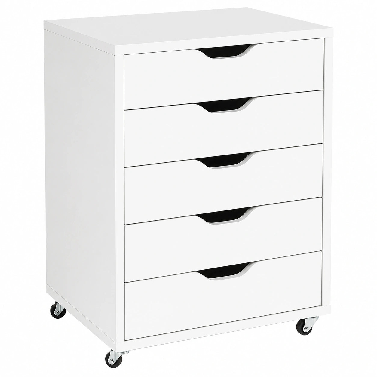 Cajonera Blanca de 5 Cajones con Ruedas para Oficina y Hogar