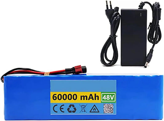 Ebike Batería 48V Litio conjunto 60Ah 13S3P para Baterías Recargables para 54.6v E-Bike Bicicleta Eléctrica Scooter con BMS+54.6V 2A Charger XT60