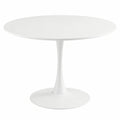 Mesa redonda blanca para comedor o cocina, diámetro 100 cm, estilo moderno para 2-4 personas