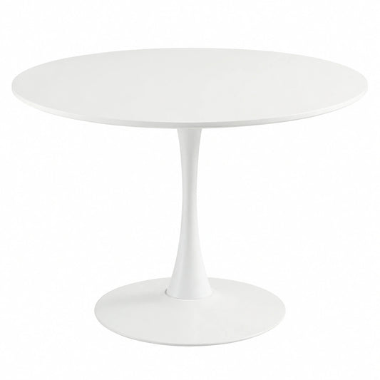 Mesa redonda blanca para comedor o cocina, diámetro 100 cm, estilo moderno para 2-4 personas
