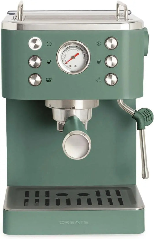CREATE / THERA CLASSIC COLD BREW/Cafetera express verde sage/Función café frío, depósito 1, 5L, brazo vaporizador, doble salida, semiautomática