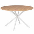 Mesa de Comedor Redonda para 4-6 Personas con Base en Forma de Araña, Madera y Blanco, Diámetro 110 cm