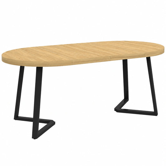 Mesa de Comedor Extensible Selma para 4-10 Personas, Madera y Negro, 110-200 cm
